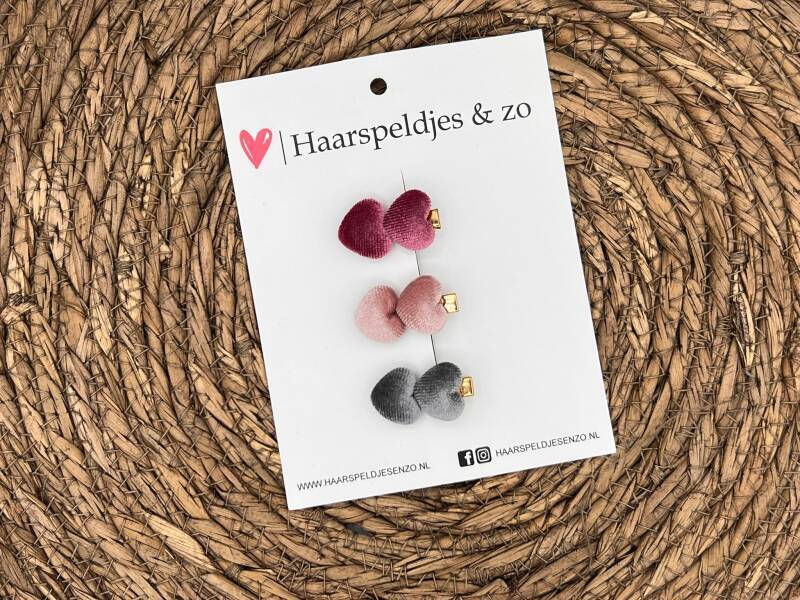 Haarclip hearts setje 6 - hartjes - alligatorclip - haarspeldjes