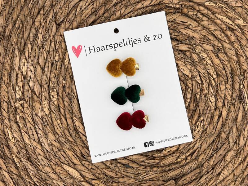 Haarclip hearts setje 7 - hartjes - alligatorclip - haarspeldjes