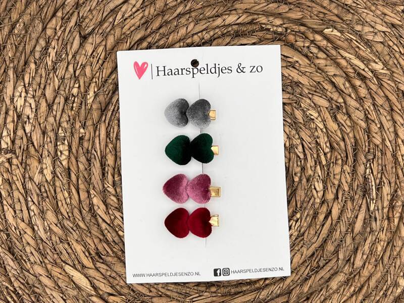 Haarclip hearts setje 9 - hartjes - alligatorclip - haarspeldjes