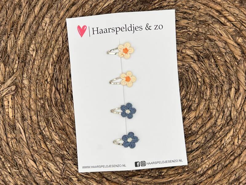 Baby haarspeldjes setje 25 - mini - 2cm groot - voor de eerste lokjes haar - bloemetjes - geel/blauw