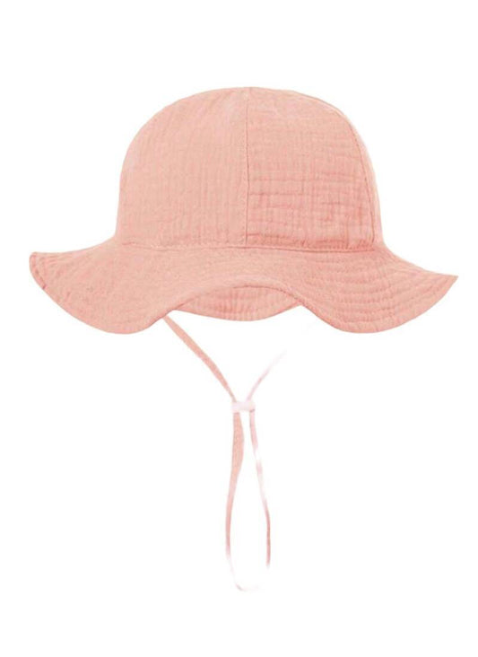 Zomerhoed baby - dreumes - meisje - jongen - zonnehoed - zomer - hydrofiele stof - katoen - baby roze