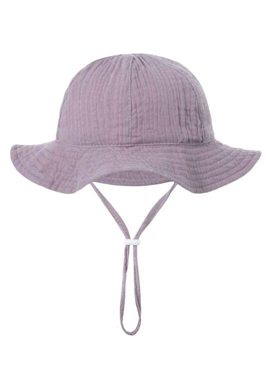 Zomerhoed baby - dreumes - meisje - jongen - zonnehoed - zomer - hydrofiele stof - katoen - paars