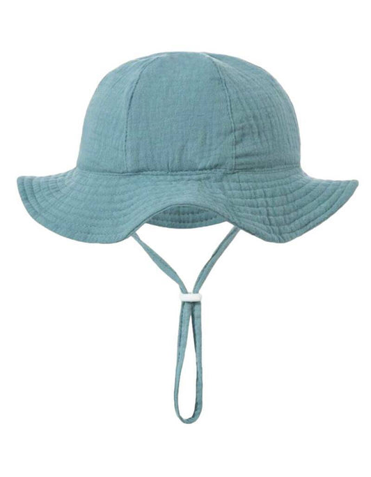 Zomerhoed baby - dreumes - meisje - jongen - zonnehoed - zomer - hydrofiele stof - katoen - blauw