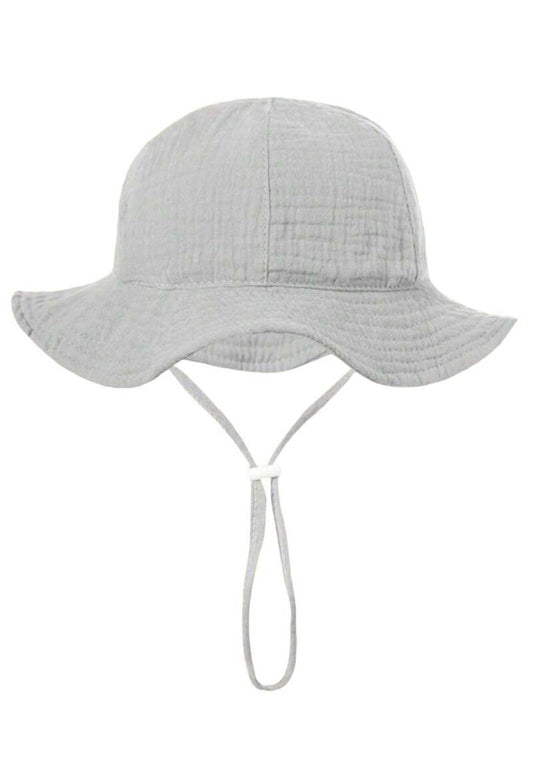 Zomerhoed baby - dreumes - meisje - jongen - zonnehoed - zomer - hydrofiele stof - katoen - grijs