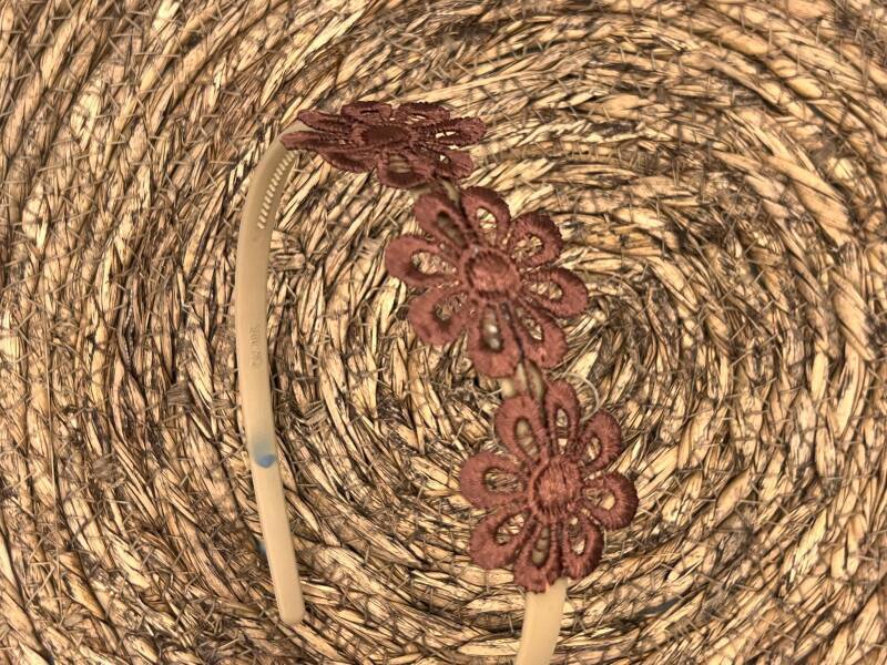 Diadeem - haarband - bloemetjes bruin - bloemen