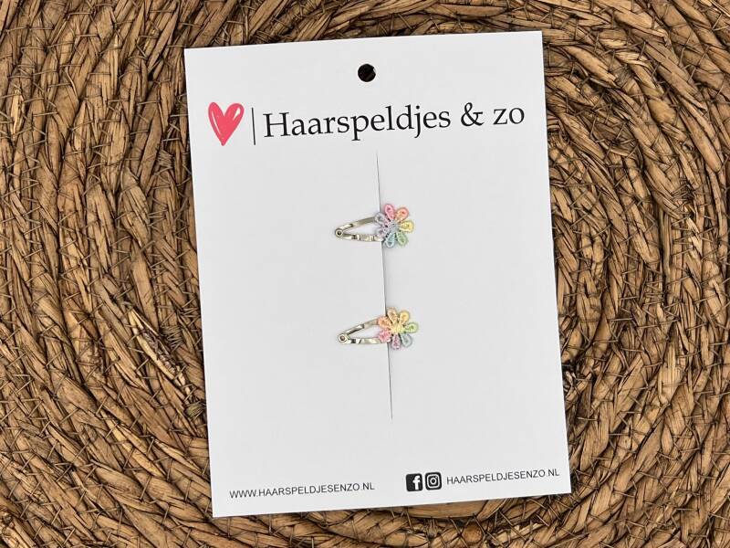 Baby haarspeldjes setje 28 - mini - 2cm groot - voor de eerste lokjes haar - bloemetjes - regenboog