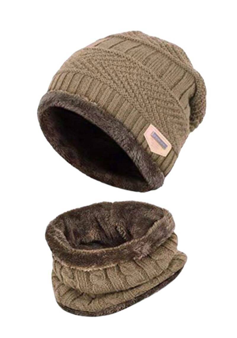 Muts en sjaal - khaki/bruin - kind - peuter - kleuter