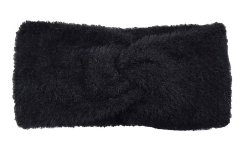 Hoofdband winter - fluffy - zachte stof - kind - dames - vrouw - meisje - zwart