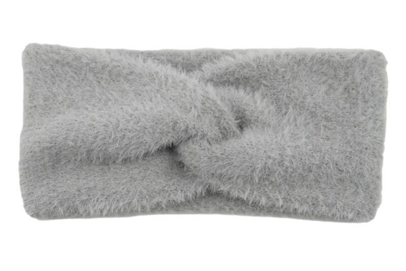 Hoofdband winter - fluffy - zachte stof - kind - dames - vrouw - meisje - grijs