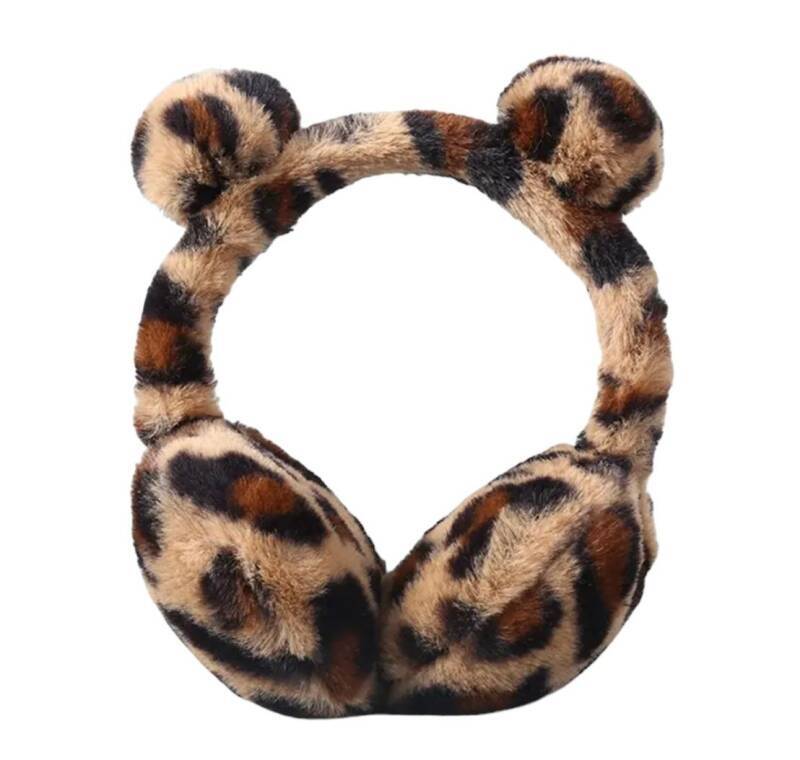 Oorwarmers kind - winter - warm - meisjes - panter - leopard - donkerbruin