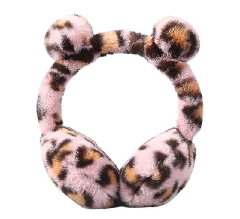 Oorwarmers kind - winter - warm - meisjes - panter - leopard - roze/bruin