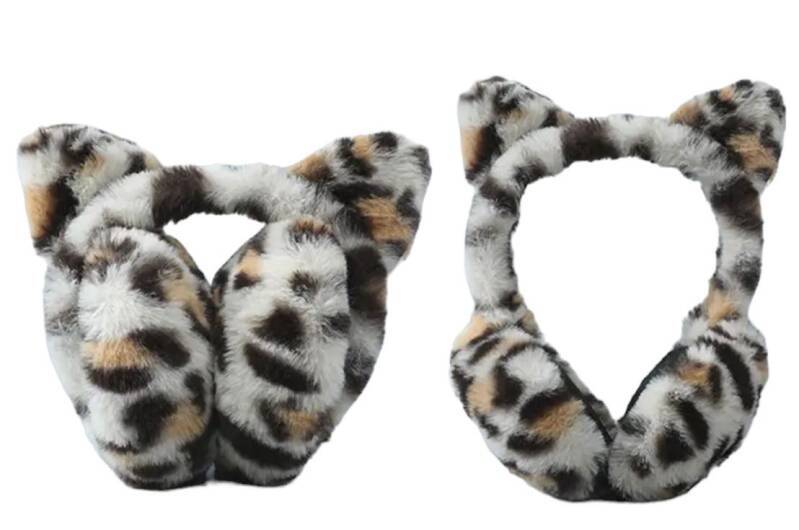 Oorwarmers kind - winter - warm - meisjes - kattenoortjes - leopard - lichtbruin