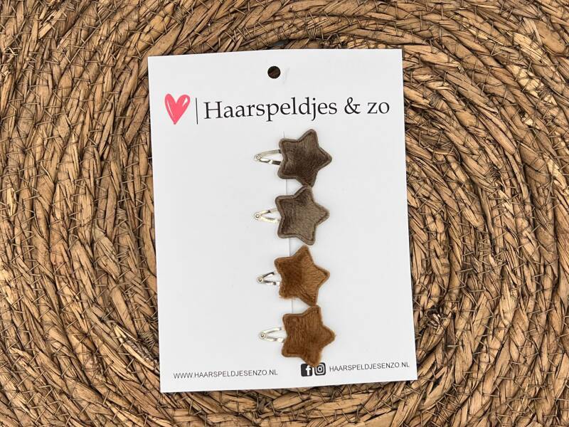 Baby hair clips set 29 - mini - 2cm large - for the first locks of hair - stars - brown - Christmas