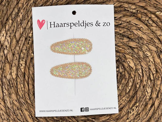 Lot de 6 pinces à cheveux Saar - Collection Noël - Paillettes - Pince à clip - Beige