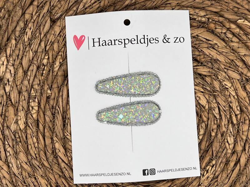 Lot de 7 pinces à cheveux Saar - Collection Noël - Paillettes - Pince à cliquet - Argent/Gris