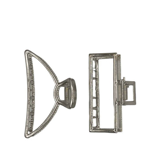 Pince à cheveux - griffe à cheveux - argentée - grande - lot de deux