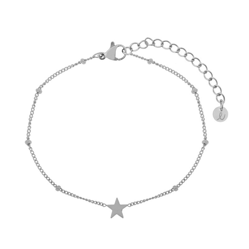 ADULTS - Armband om te delen - gevlamd sterretje - stainless steel (verkleurt niet) - met verlengkettinkje - goud en zilver — Zilver (16,95)