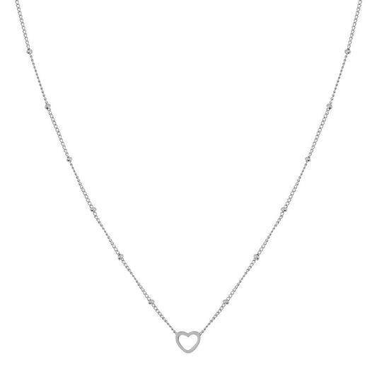 KIDS - Ketting om te delen - open hartje - stainless steel (verkleurt niet) - met verlengkettinkje - goud en zilver — Zilver