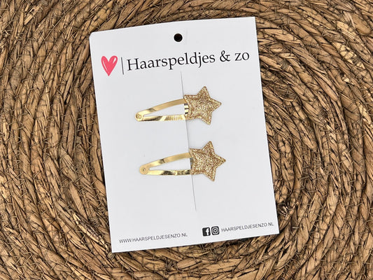 Hair clip 'Stars' - star - little star - application - glitter - soft gold - Christmas - holidays - 3 cm clips