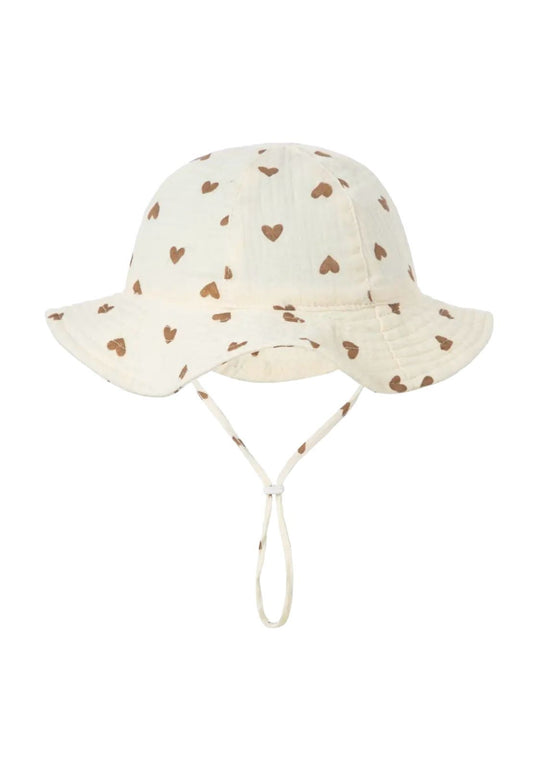 Summer hat for babies, toddlers, girls, boys, and boys - sun hats - summer - hydrophilic fabric - cotton - khaki hearts