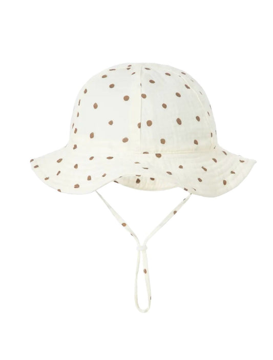 Zomerhoed baby - dreumes - meisje - jongen - zonnehoed - zomer - hydrofiele stof - katoen - khaki stipjes