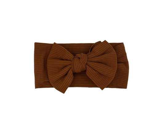 Baby hoofdband - haarband - meisjes - elastisch - met knoop en strik - bruin