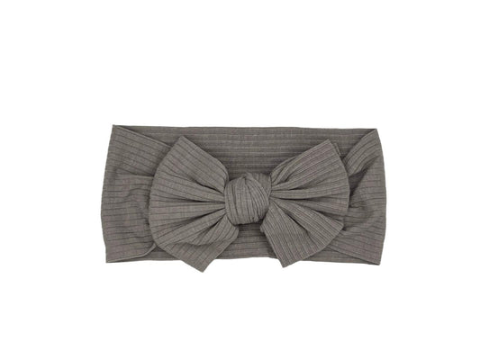 Baby hoofdband - haarband - meisjes - elastisch - met knoop en strik - grijs