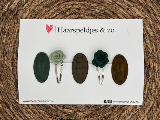 Try-out mix 29 - mix of different pins - green - 5 cm pins