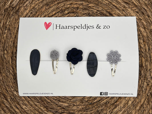 Try-out mix 40 - mix of different pins - black/gray - 4 cm pins