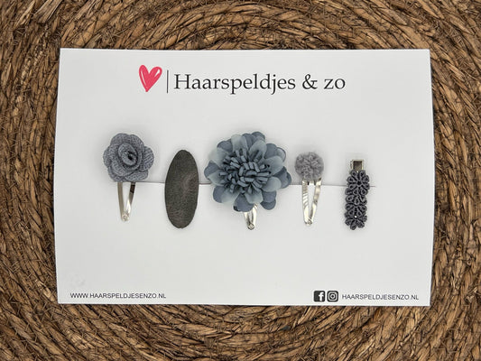 Try-out mix 43 - mix of different pins - gray/blue - 4 cm pins