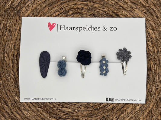 Try-out mix 47 - mix of different pins - gray/blue - 4 cm pins