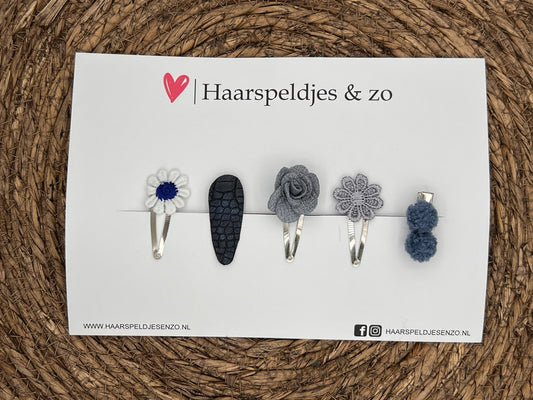 Try-out mix 46 - mix of different pins - gray/blue - 4 cm pins