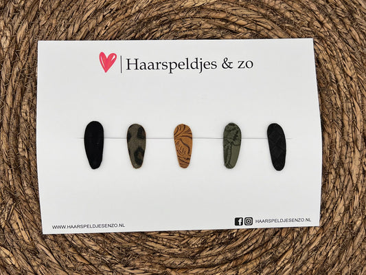 Lott hair clips set 1 - imitation leather clip - 3 cm clips