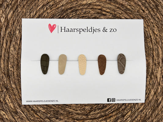 Lott hair clips set of 2 - imitation leather clip - 3 cm clips