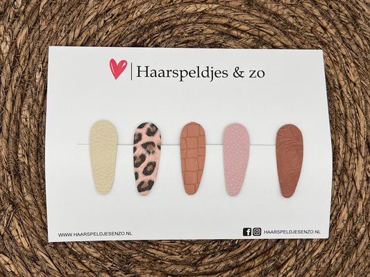 Lott hair clips set of 3 - imitation leather clip - 5 cm clips