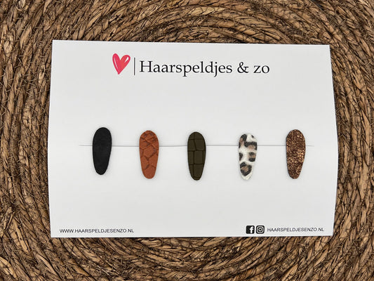 Lott hair clips set of 4 - imitation leather clip - 3 cm clips