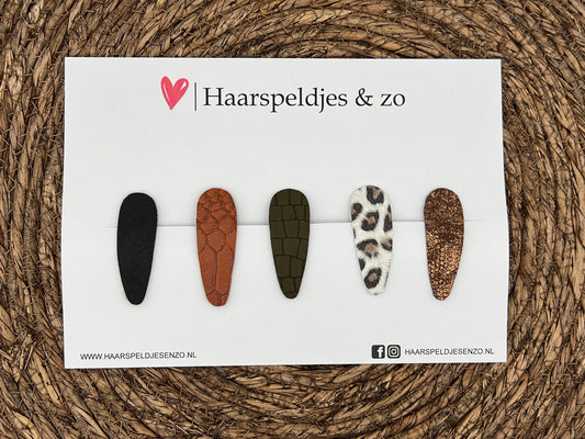 Lott hair clips set of 4 - imitation leather clip - 5 cm clips