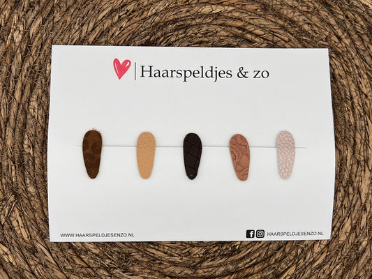 Lott hair clips set of 7 - imitation leather clip - 3 cm clips