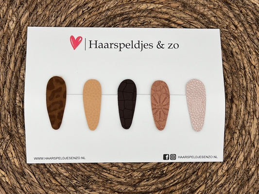 Lott hair clips set of 7 - imitation leather clip - 5 cm clips