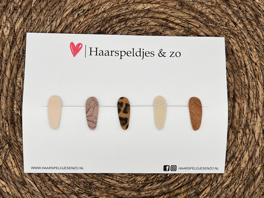 Lott hair clips set of 9 - imitation leather clip - 3 cm clips