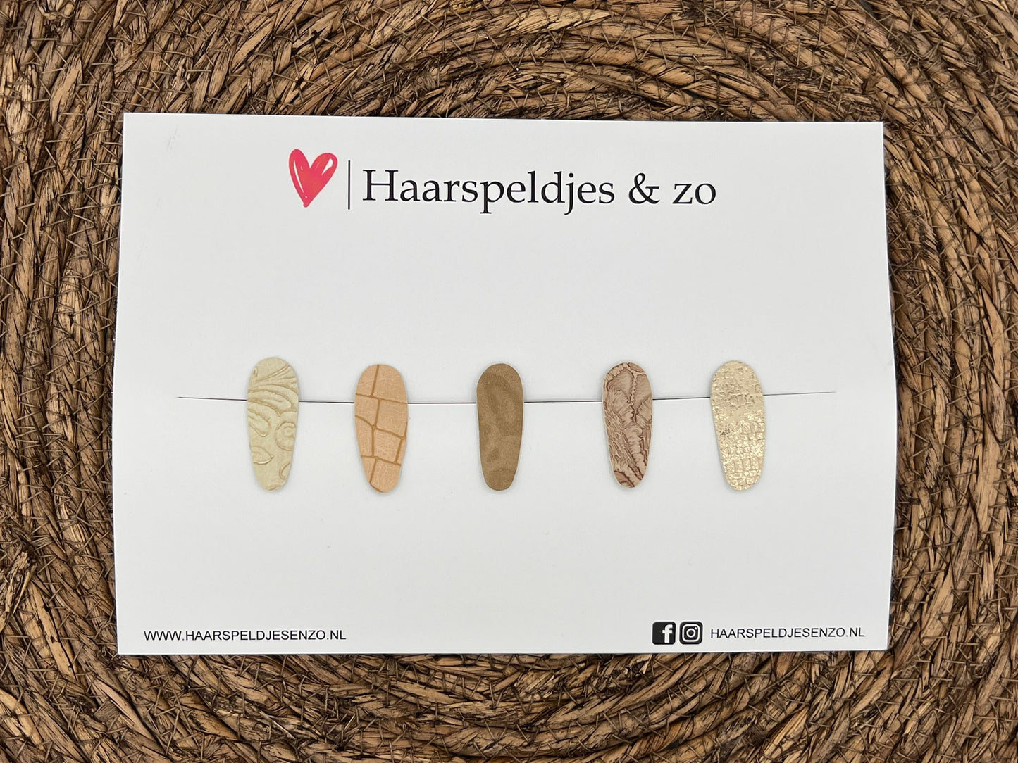 Haarspeldjes 'Lott' setje 10 - speldje met imitatieleer - 3 cm speldjes