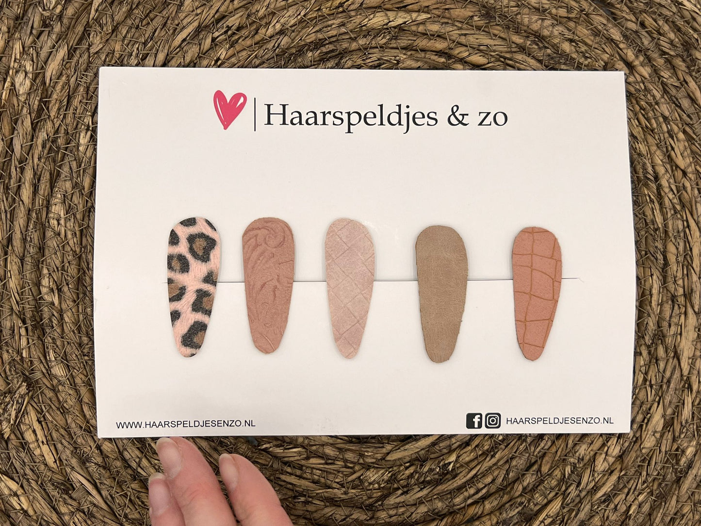 Lot de 15 pinces à cheveux Lott - pinces en simili cuir - pinces de 5 cm