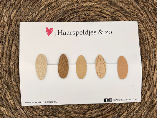 Hairclips 'Yara' set 1 - clip with imitation leather - 4 cm clips