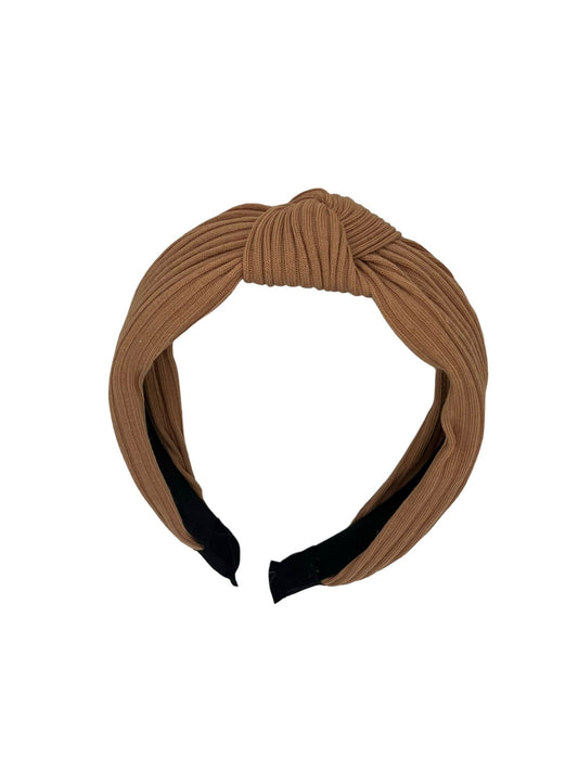 Diadeem - stof - haarband - khaki met knoop