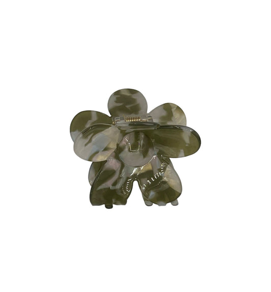 Pince à cheveux - griffe à cheveux - fleur - verte