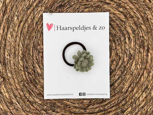 Elastiek - per stuk - hippe kleuren - met bloem - meisjes - blossem - groen