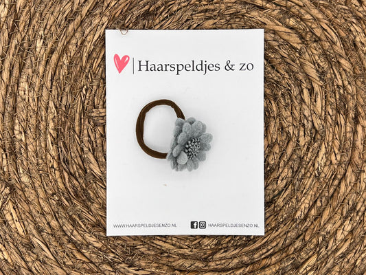 Elastiek - per stuk - hippe kleuren - met bloem - meisjes - blossem - blauw