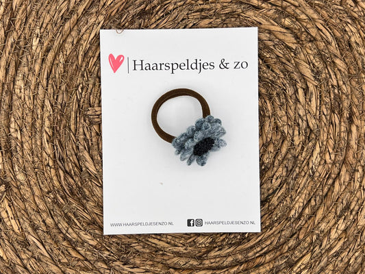 Elastiek - per stuk - hippe kleuren - met bloem - meisjes - blossem - blauw