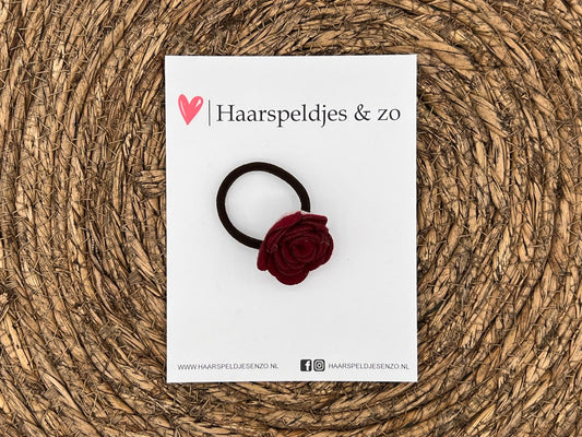 Elastiek - per stuk - hippe kleuren - met bloem - meisjes - blossem - rood