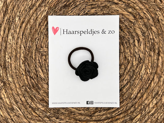 Elastiek - per stuk - hippe kleuren - met bloem - meisjes - blossem - donkerblauw